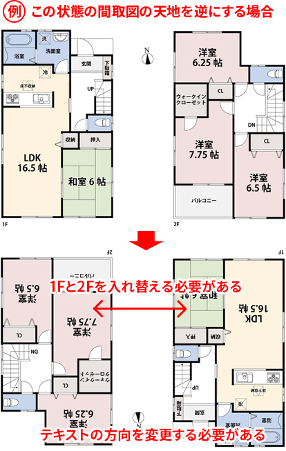 間取図の天地変更例